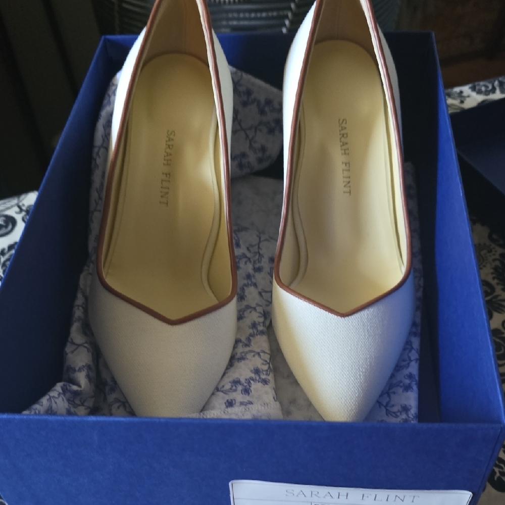 Sarah Flint Ivory and Chestnut Heels